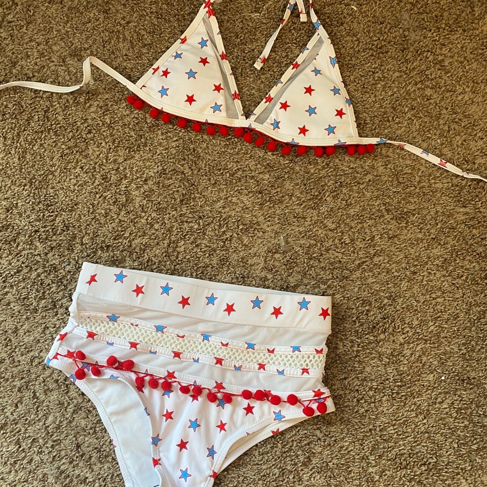 Red White and Blue High Waisted Boutique Bikini
